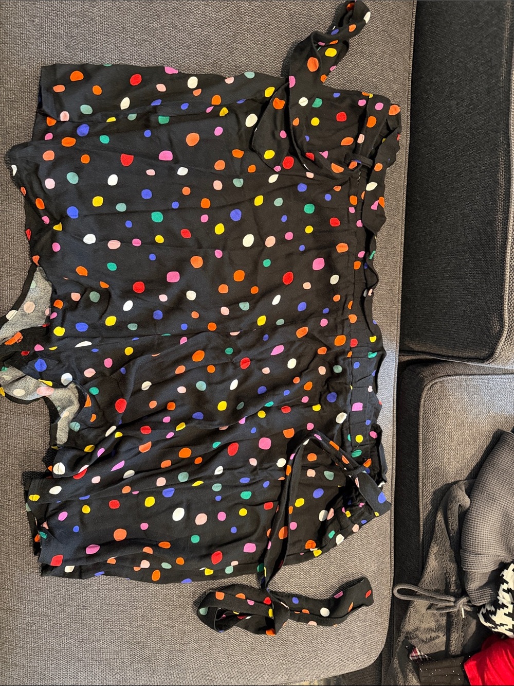 Black Polka Dot Wrap Skirt with Multicolor Spots